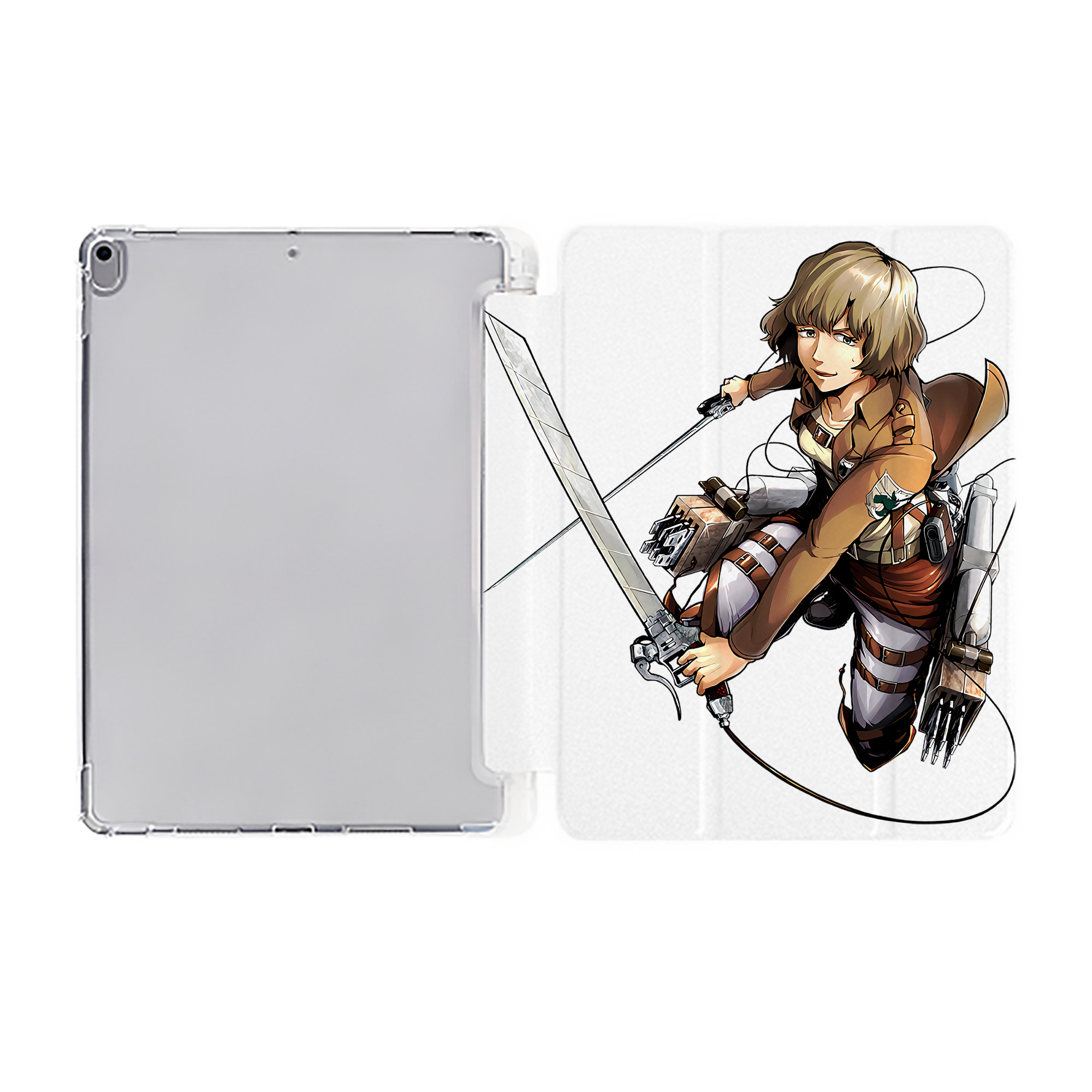 （画像用） 進撃の巨人 ヒツチ Attack on Titan Hitch IPad ケース ペン収納付き 三つ折りスタンド PUレザー×シリコン 対応機種9.5/10.5/10.9インチ